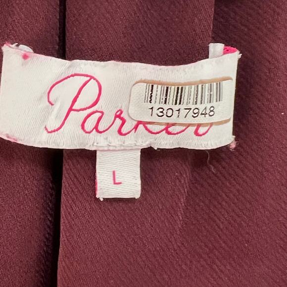 Parker Silk Viscose Button Front Mini Dress Blue Pink Lined Flowy Large Boho - Picture 5 of 14